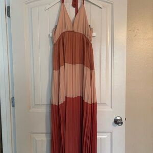 Pink Lily Peach and Rust Maxi Dress